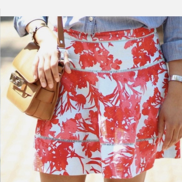 Banana Republic Red Candy Floral Skater Mini Skirt - Picture 2 of 11